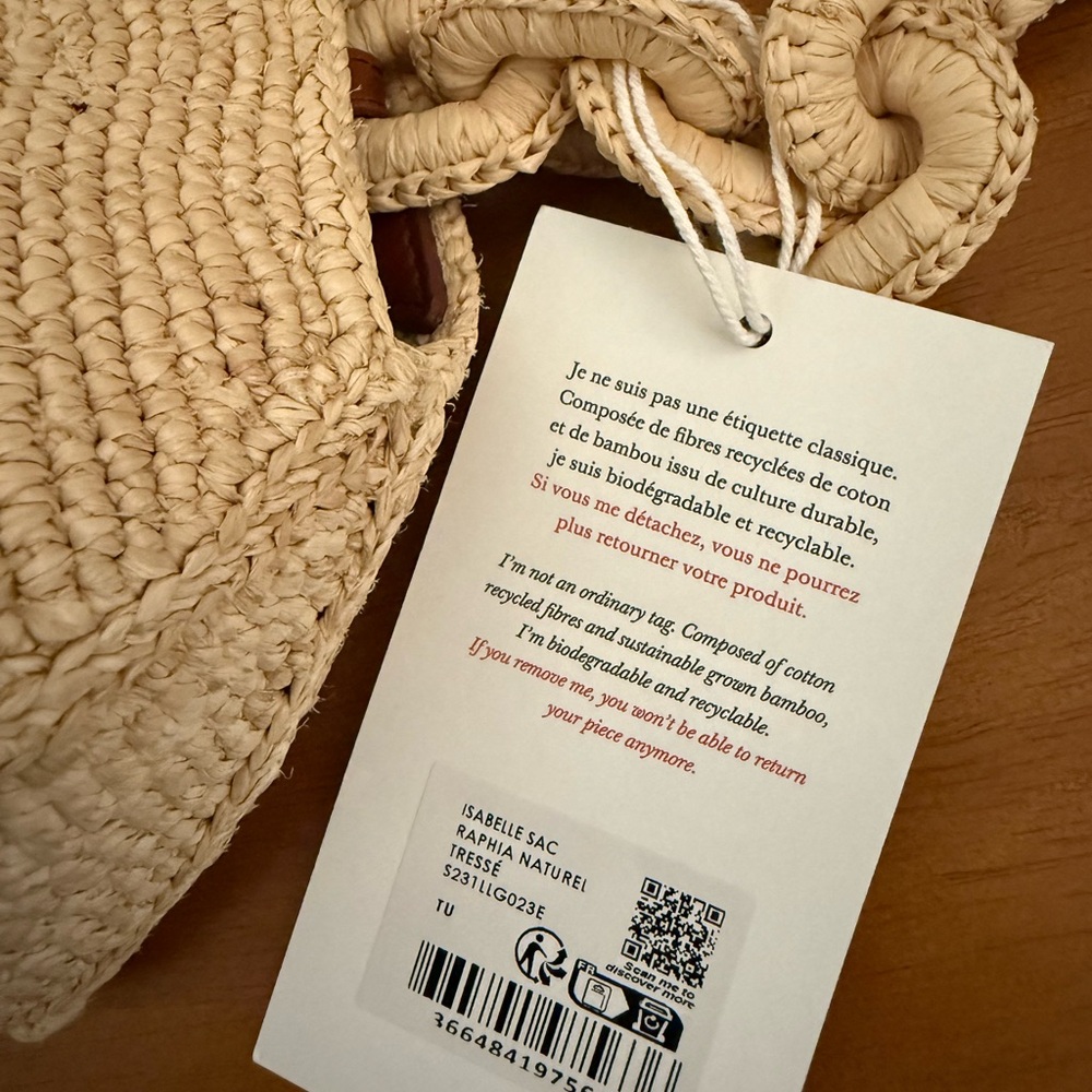 NWT Sezane Cream Woven Shoulder Bag - Picture 7 of 7